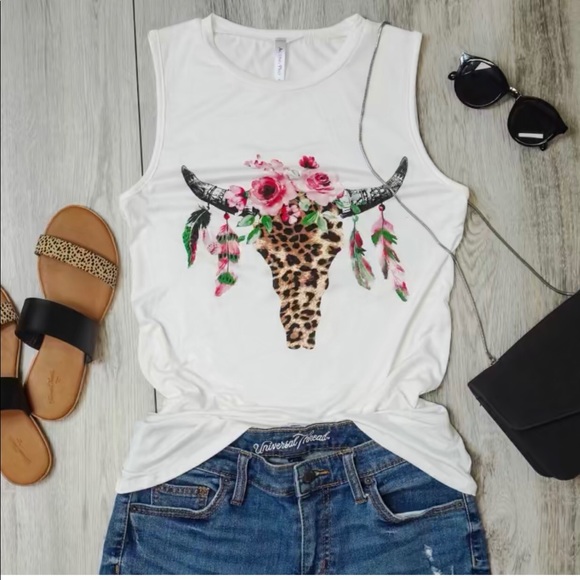 Leopard Floral Bull Print Design • Tank Top - Picture 3 of 4